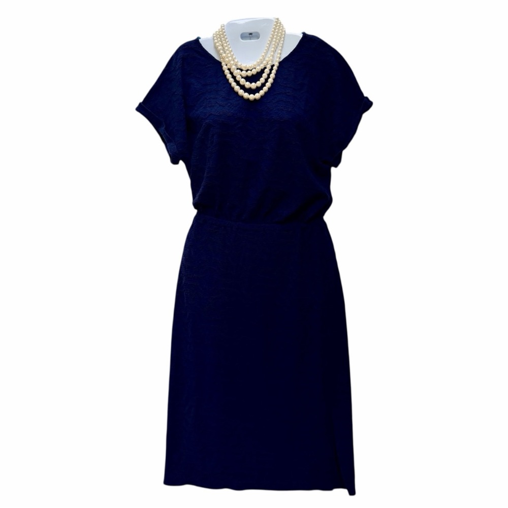 Anthropologie Louella Textured Dolman-Sleeved Midi Dress – Navy - Size Small